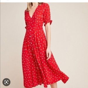 Faithfull the Brand Jeanne Midi Dress Red 4